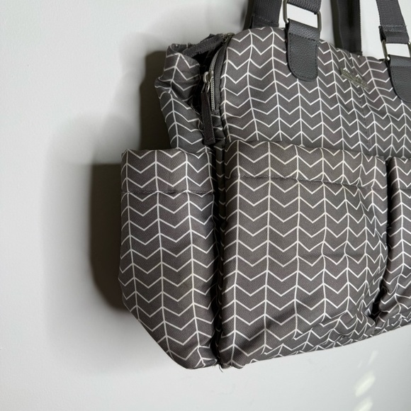 Banana Fish Stylish Gray Chevron Women's diaper Bag - Picture 4 of 12